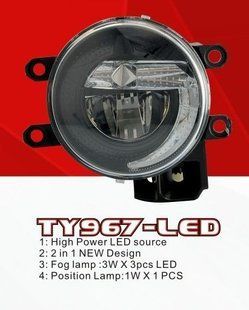 Фары доп.модель Toyota Cars/TY-967L/LED-12V9W+2W/FOG+Position Lamp/эл.проводка (TY-967-LED 2в1)