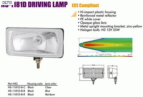 Фары дополнительные NS-1181 D-B-C H3/12 В/55W/194*100mm/крышка