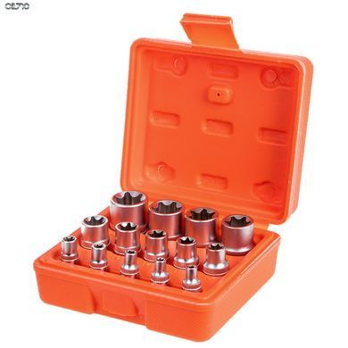 Набір торц головок 1/4"-3/8"-1/2"DR, Е4-Е24, 14 предм Alloid (НГЕ-424K)