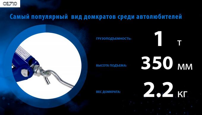 Домкрат ромб 1т короб. высота подъема 350мм. (ДВ-10103А/ST-103A) 2,2кг