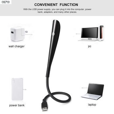 Світлодіодна LED USB лампа із сенсорною кнопкою ЧОРНА