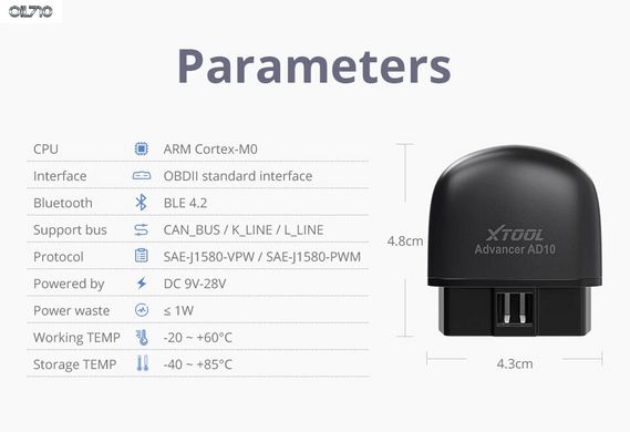 XTOOL AD10 OBD2 Діагностичний сканер EOBD Bluetooth 4.2