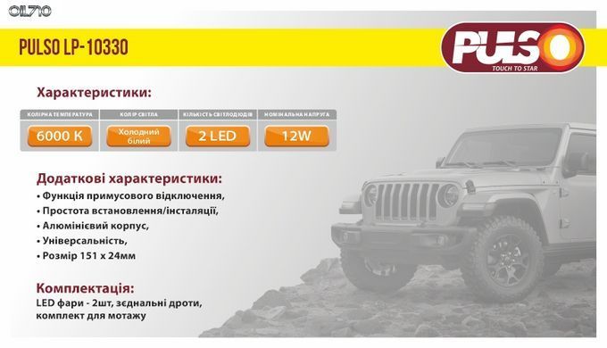 Фари дод./денного світла LP-10330 DRL COB/8W/12V/алюміній/151*24мм