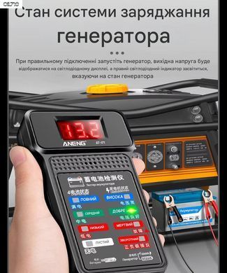 Автоматичний, багатофункціональний тестер акумулятора 12V ANENG BT-171