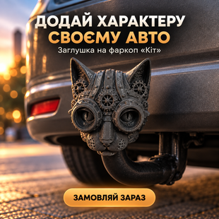 Заглушка на фаркоп &laquo;Кіт&raquo; &Oslash;50 мм &mdash; декоративний чохол на кулю фаркопа
