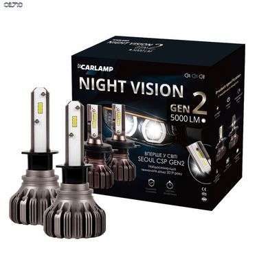 Светодиодные автолампы H4 Carlamp LED Night Vision Gen2 Led для авто 5500 K 5000 Лм (NVGH4)