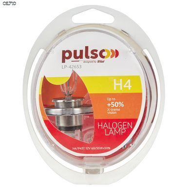 Лампы PULSO/галогенные H4/P43T 12v60/55w+50% X-treme Vision/plastic box (LP-42653)