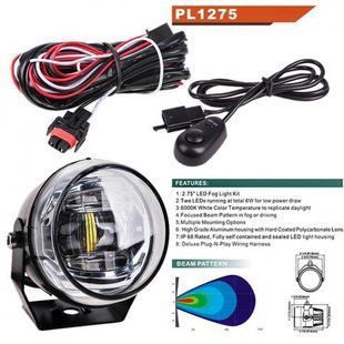 Фара доп. PL-1275 LED-ZES/12V-9W-900LM/D=70mm/эл.проводка