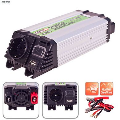 Преобразователь напряжения PULSO/IMU 320/12V-220V/300W/USB-5VDC2.0A/мод.волна/клеммы