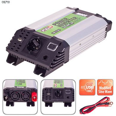 Перетворювач напруги PULSO/IMU 520/12V-220V/500W/USB-5VDC2.0A/мод.волна/клеми