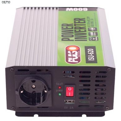 Перетворювач напруги PULSO/ISU-620/12V-220V/600W/USB-5VDC2.0A/сін.волна/клеми