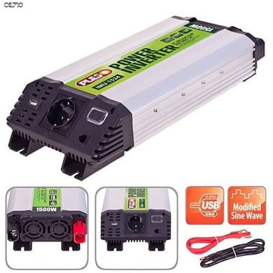 Перетворювач напруги PULSO/IMU-1524/24V-220V/1500W/USB-5VDC2.0A/мод.волна/клеми