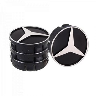 Заглушка колісного диска Mersedes 60x55 чорний ABS пластик (4шт.) 50942