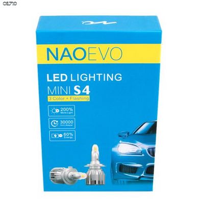 Світлодіодні LED лампи NAOEVO S4/LED/H7/Flip Chip/9-16V/30W/3600Lm/EMERGENCY3000K/3000K/4300K/ 6500K