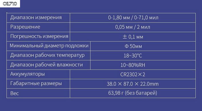 Толщиномер лакокрасочных покрытий VDIAGTOOL VC100