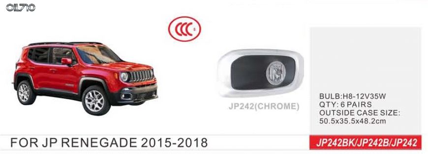 Фари дод. модель JEEP Renegade 2015-18/JP-242/H8-12V35W/Chrome (JP-242)