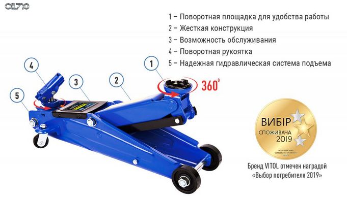 Домкрат гидравл. подк. 3т короб. min 130мм - max 410мм. (T83003C) пов.ручка 19кг