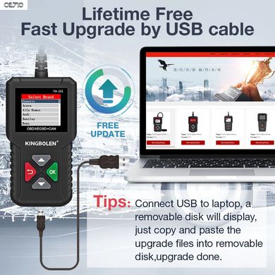 Інструмент для діагностики автомобільних двигунів OBD2, PK ELM327. KINGBOLEN YA101