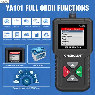 Инструмент для диагностики автомобильных двигателей, OBD2, PK ELM327. KINGBOLEN YA101