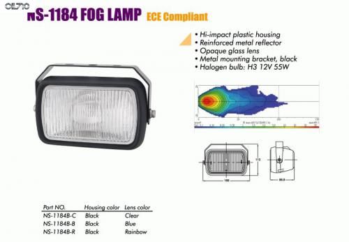 Фары дополнительные NS-1184 B-C H3/12 В/55W/169*100мм